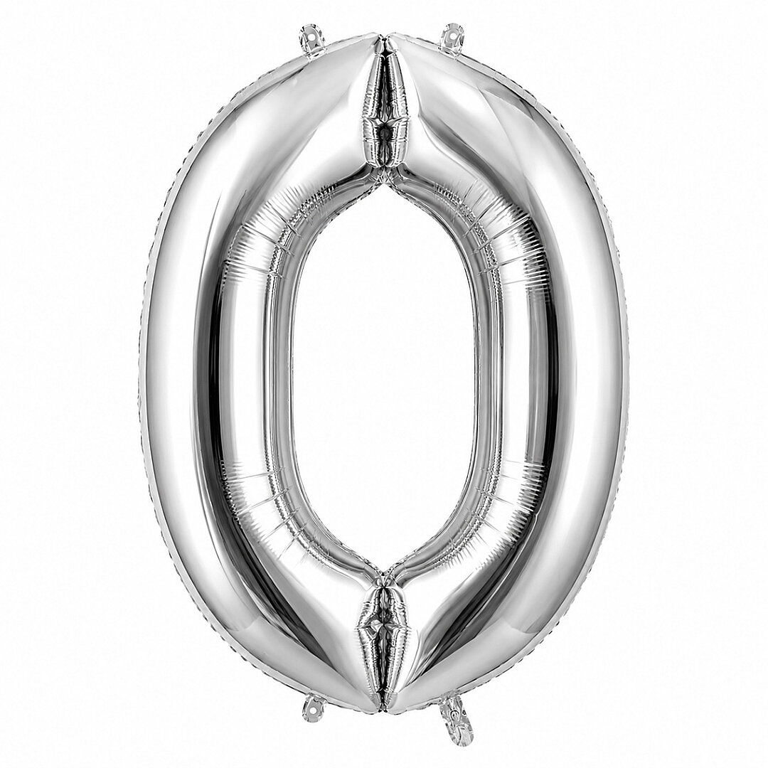 0 Rakam Folyo Balon Gümüş Rengi (100 cm) - 1