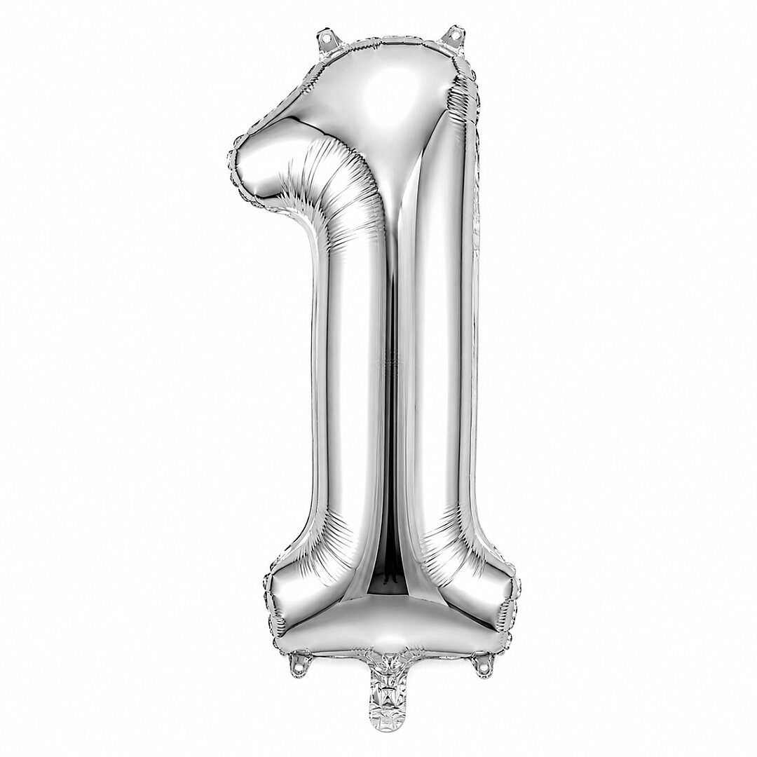 1 Rakam Folyo Balon Gümüş Rengi (36 cm) - Beysüs