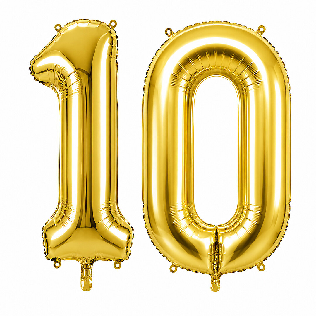 10 Rakam Folyo Balon Altın Rengi (76 cm) - Beysüs
