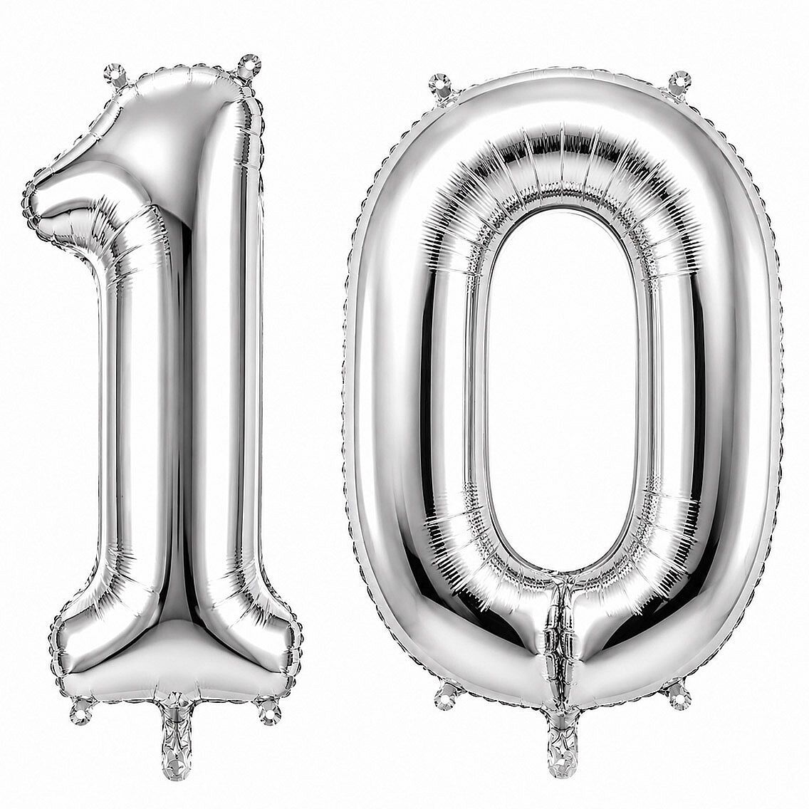 10 Rakam Folyo Balon Gümüş Rengi (76 cm) - 1