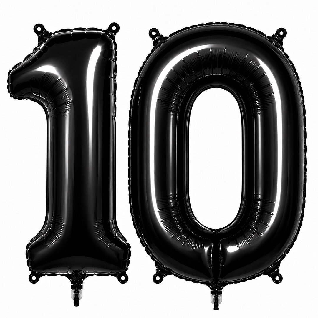 10 Rakam Folyo Balon Siyah Rengi (76 cm) - 1