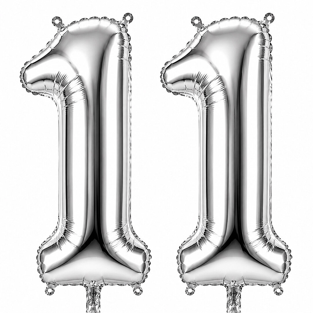 11 Rakam Folyo Balon Gümüş Rengi (100 cm) - 1