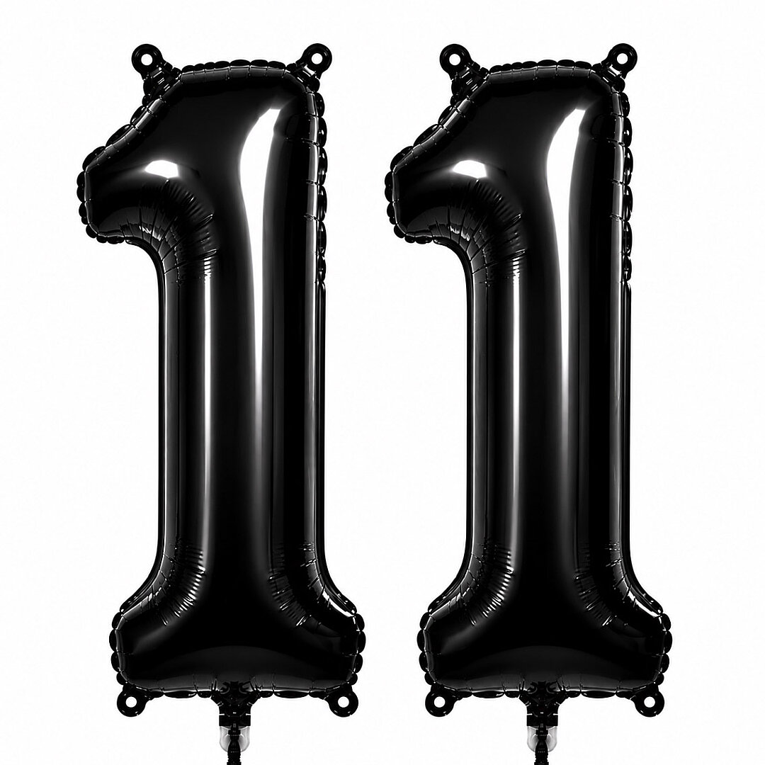 11 Rakam Folyo Balon Siyah Rengi (76 cm) - 1