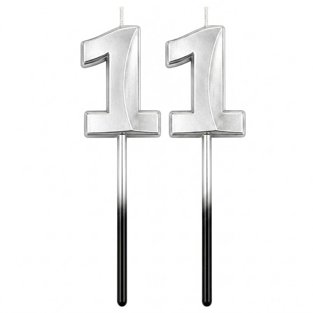 11 Rakam Mum Gümüş - 1