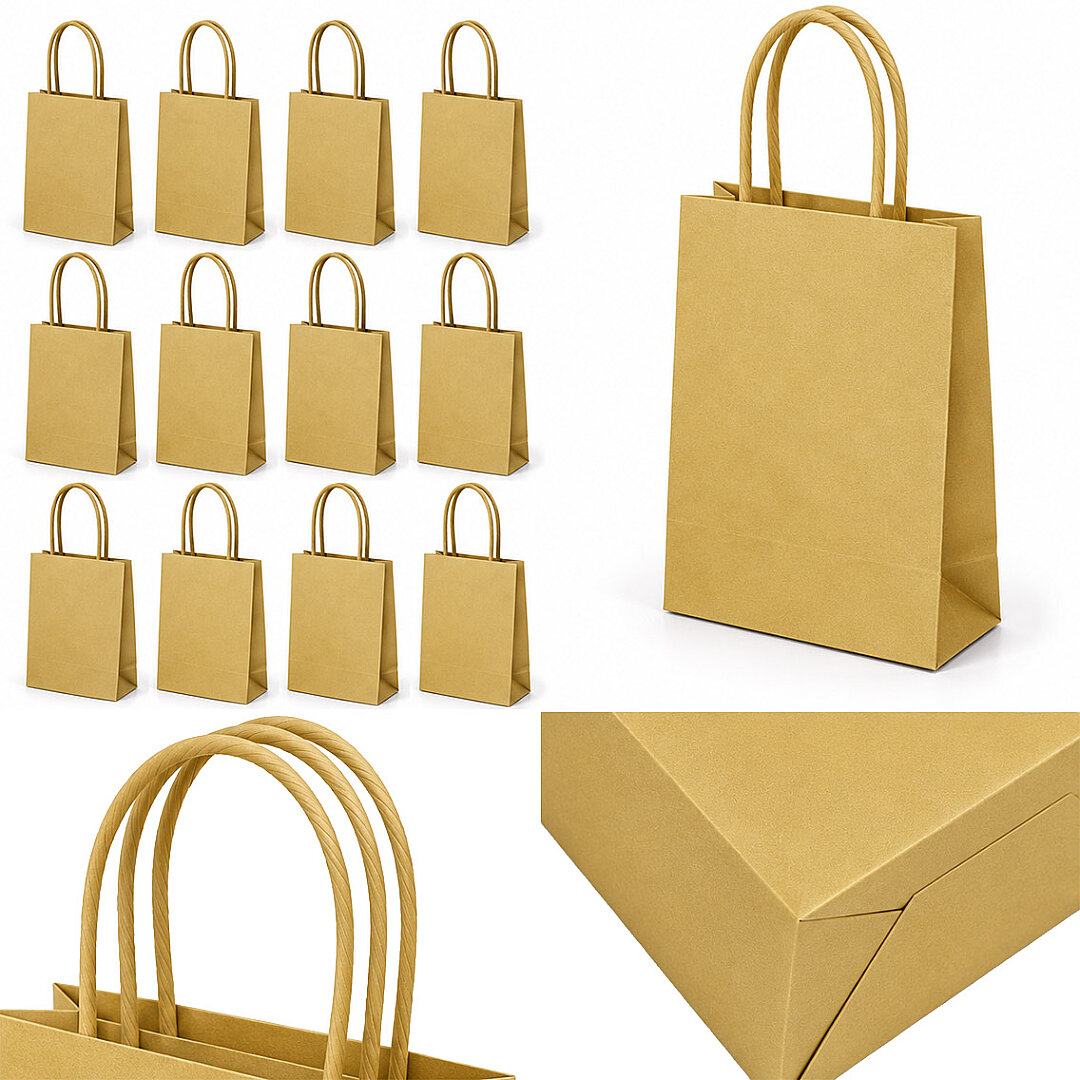11x15 cm Hediyelik Kağıt Çanta Gold 12 Adet - 2