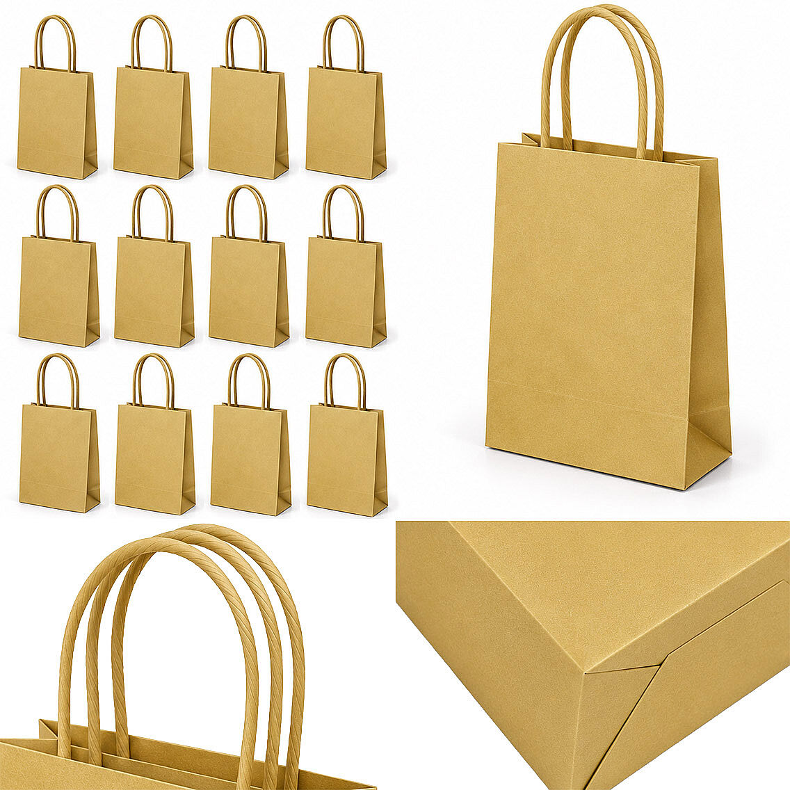 11x15 cm Hediyelik Kağıt Çanta Gold 12 Adet - 2