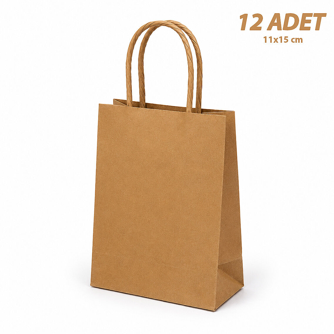 11x15 cm Hediyelik Kağıt Çanta Kraft 12 Adet - 1