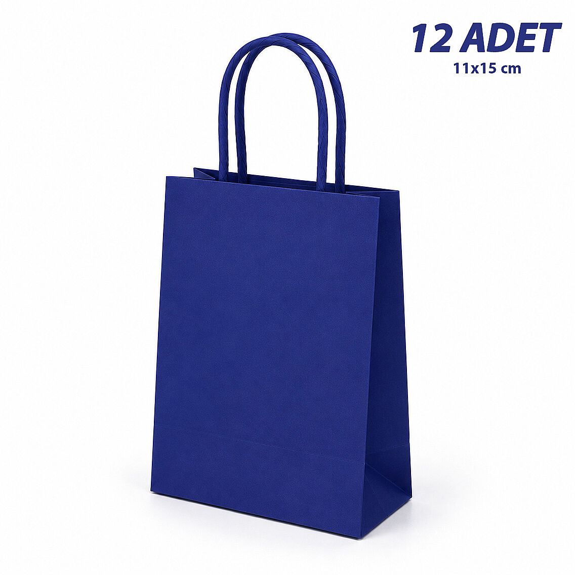 11x15 cm Hediyelik Kağıt Çanta Lacivert 12 Adet - 1