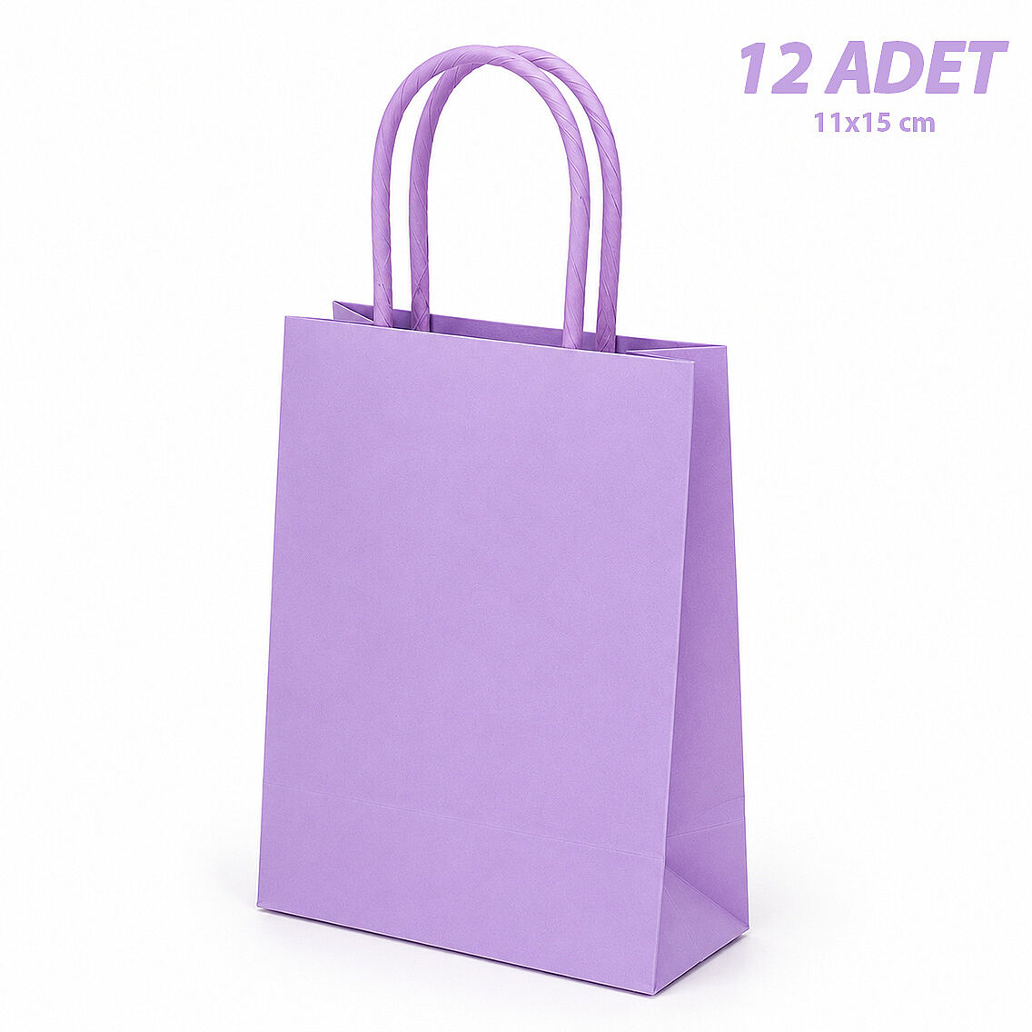 11x15 cm Hediyelik Kağıt Çanta Lila 12 Adet - 1