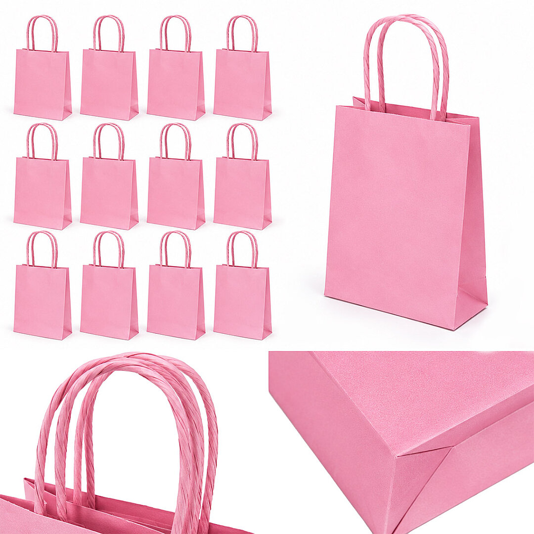 11x15 cm Hediyelik Kağıt Çanta Pembe 12 Adet - 2