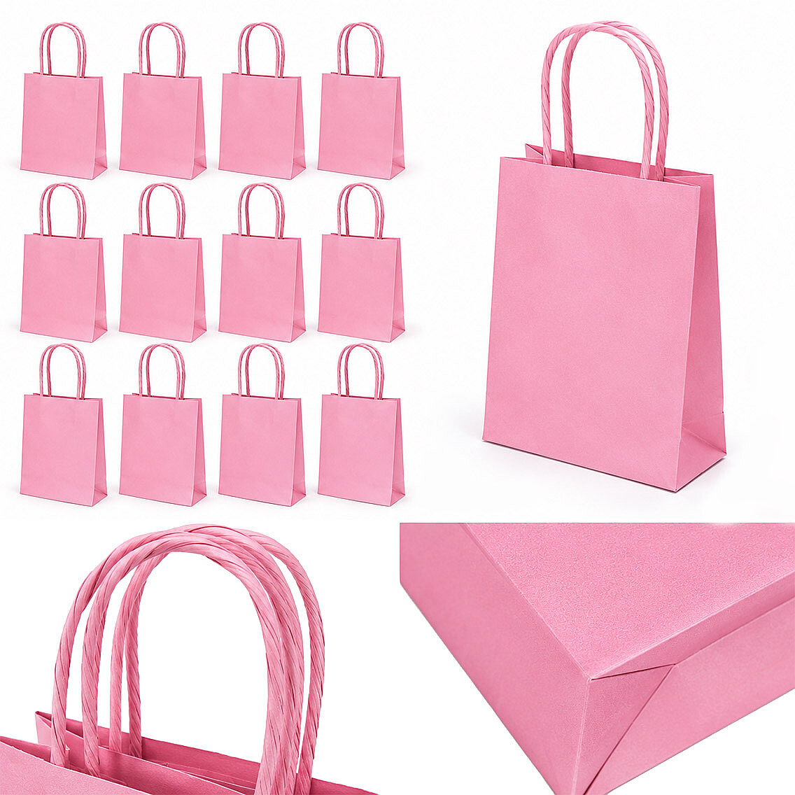 11x15 cm Hediyelik Kağıt Çanta Pembe 12 Adet - 2