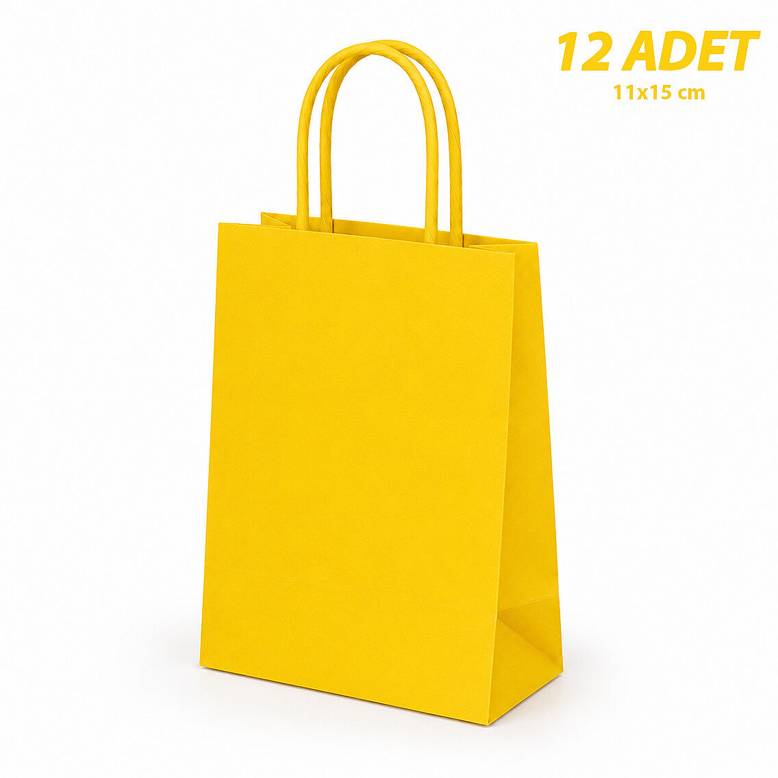 11x15 cm Hediyelik Kağıt Çanta Sarı 12 Adet - 1