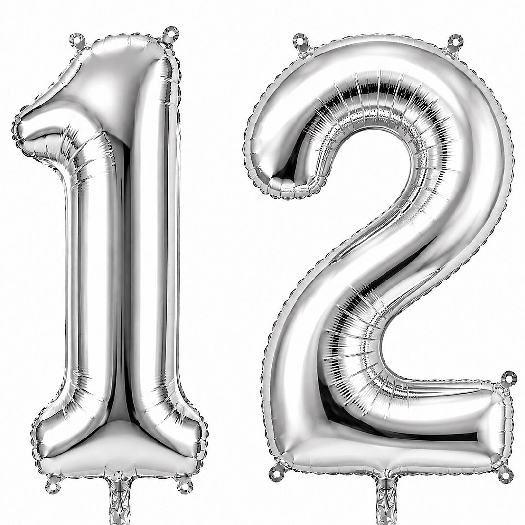 12 Rakam Folyo Balon Gümüş Rengi (36 cm) - 1