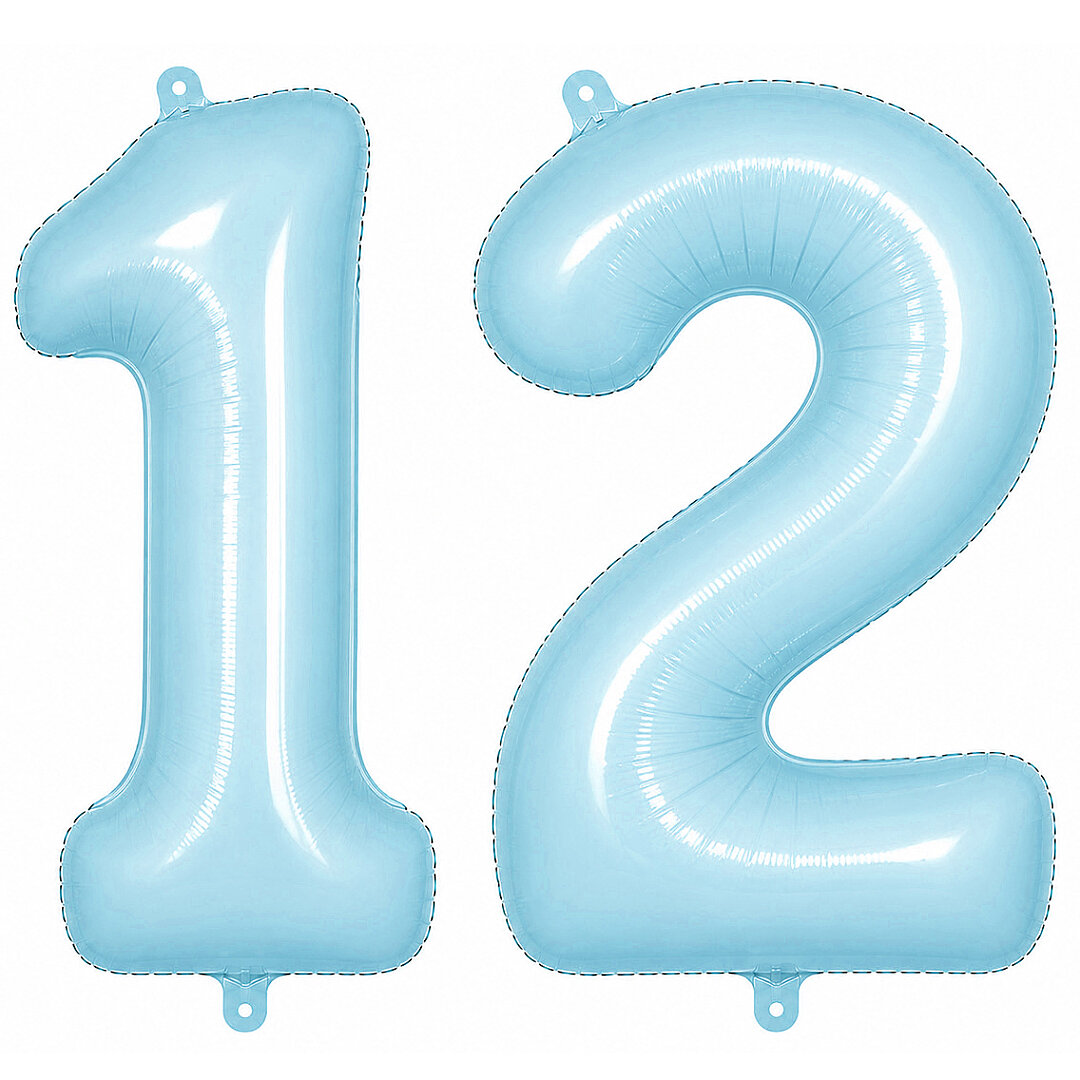 12 Rakam Folyo Balon Mavi Rengi (76 cm) - 1