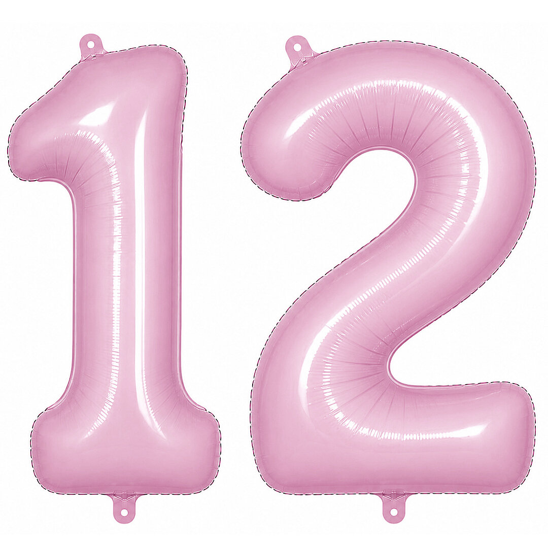 12 Rakam Folyo Balon pembe Rengi (76 cm) - 1