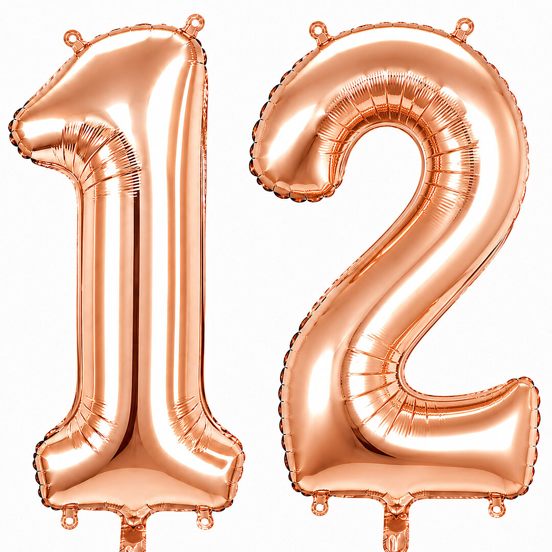12 Rakam Folyo Balon Rose Gold Rengi (100 cm) - Beysüs