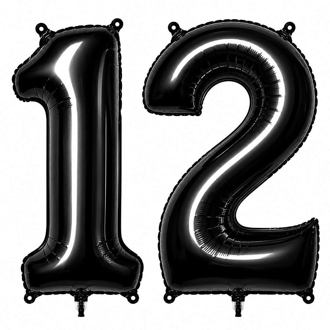 12 Rakam Folyo Balon Siyah Rengi (76 cm) - Beysüs