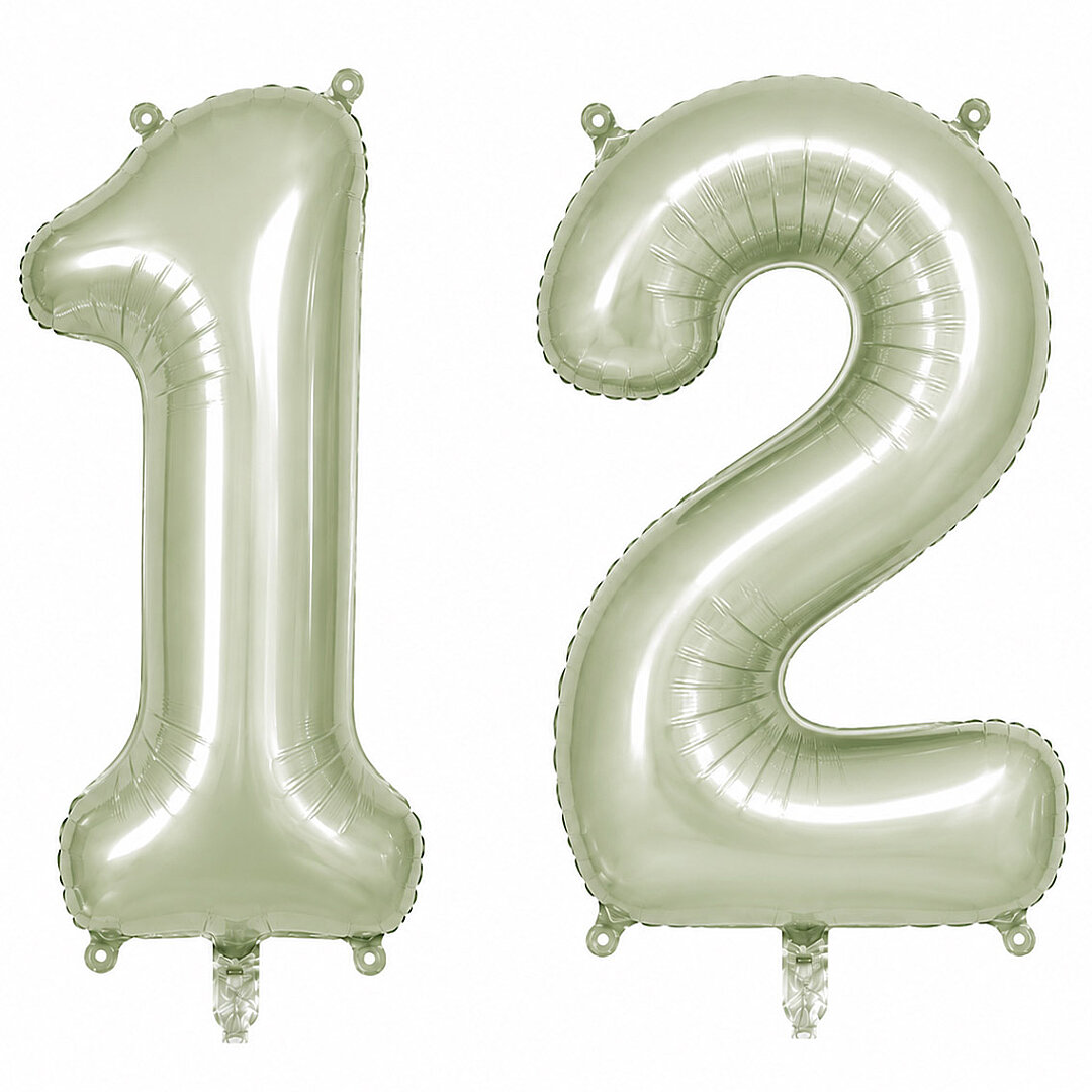 12 Rakam Folyo Balon Yeşil Rengi (76 cm) - 1