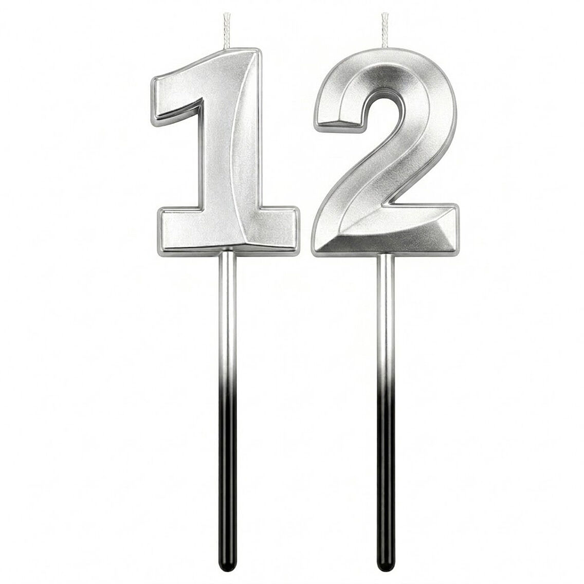 12 Rakam Mum Gümüş - 1