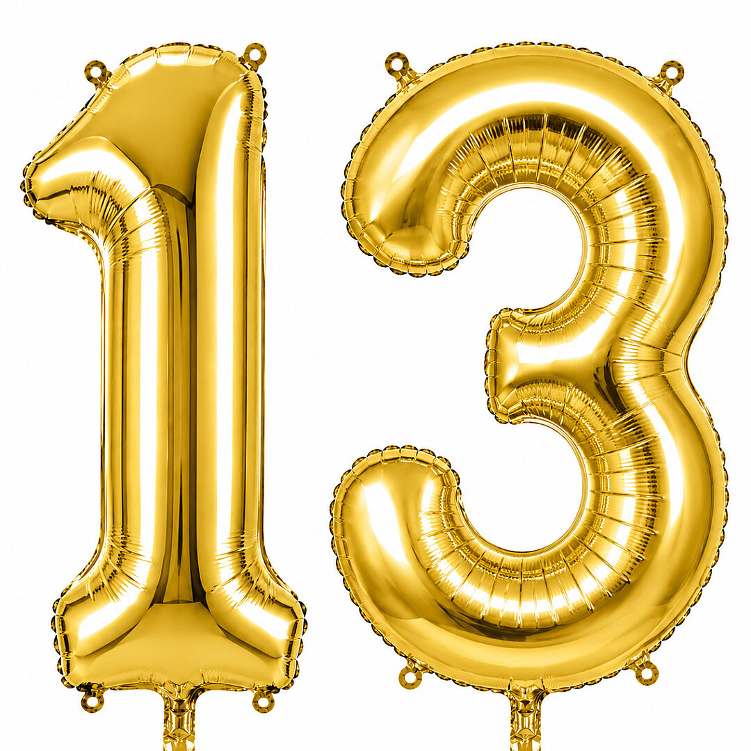 13 Rakam Folyo Balon Altın Rengi (76 cm) - Beysüs
