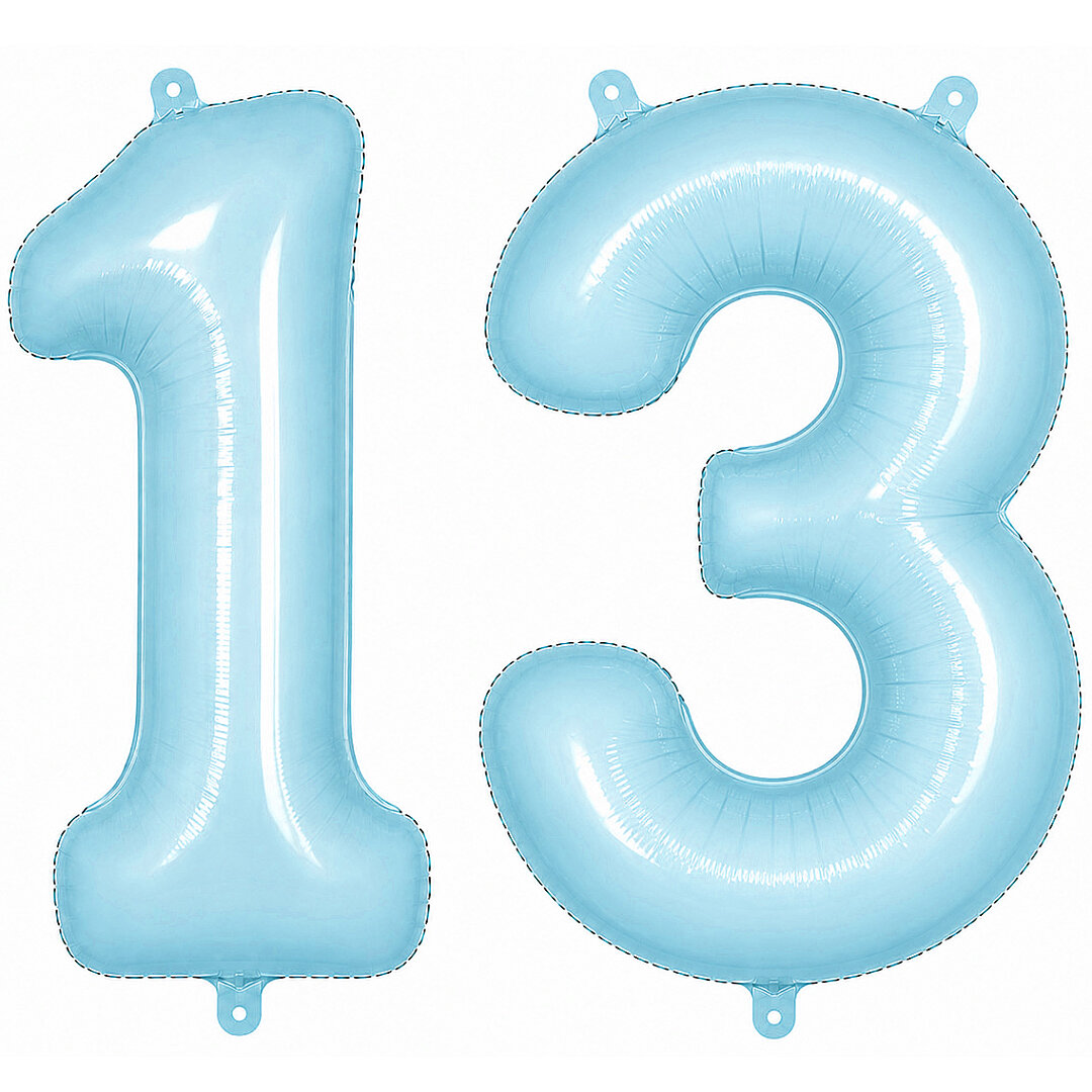 13 Rakam Folyo Balon Mavi Rengi (76 cm) - 1