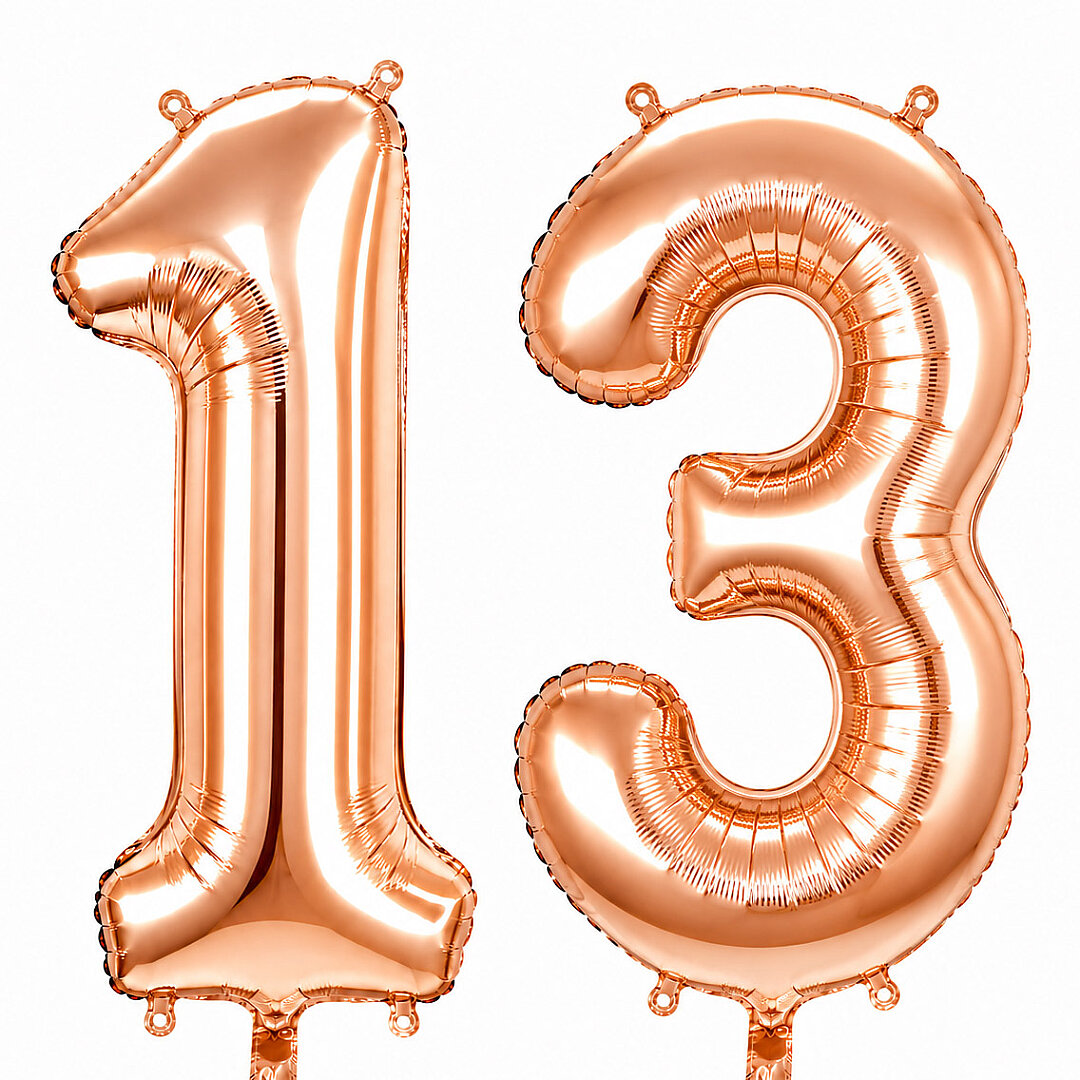 13 Rakam Folyo Balon Rose Gold Rengi (100 cm) - 1
