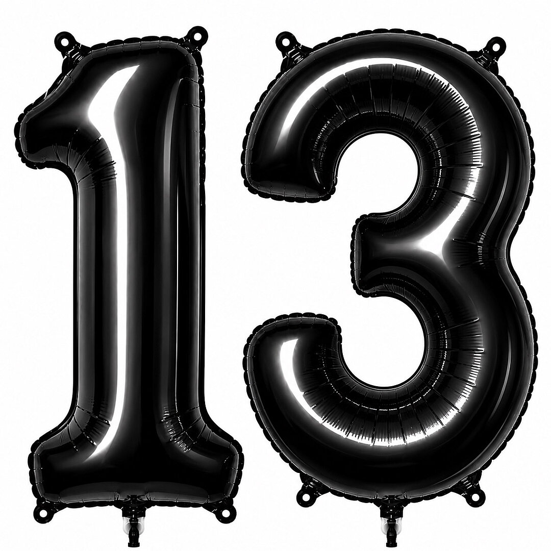 13 Rakam Folyo Balon Siyah Rengi (76 cm) - Beysüs
