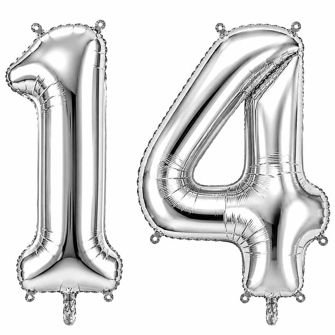 14 Rakam Folyo Balon Gümüş Rengi (100 cm) - Beysüs