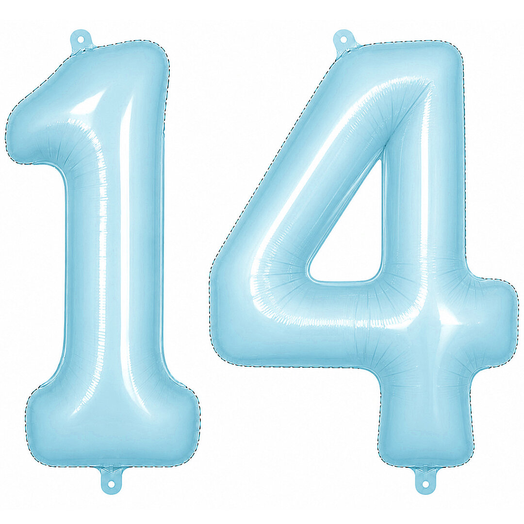 14 Rakam Folyo Balon Mavi Rengi (76 cm) - 1