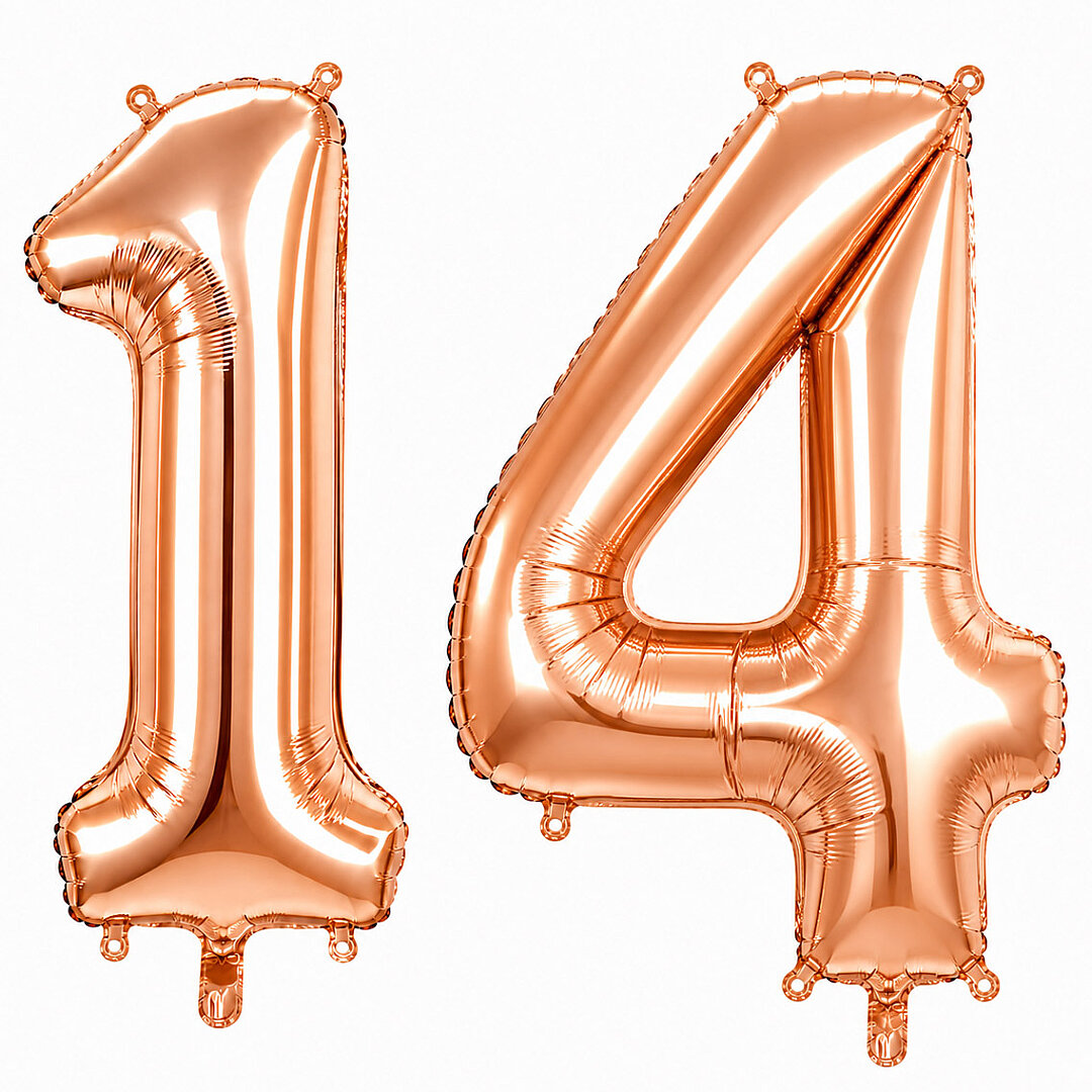 14 Rakam Folyo Balon Rose Gold Rengi (100 cm) - 1