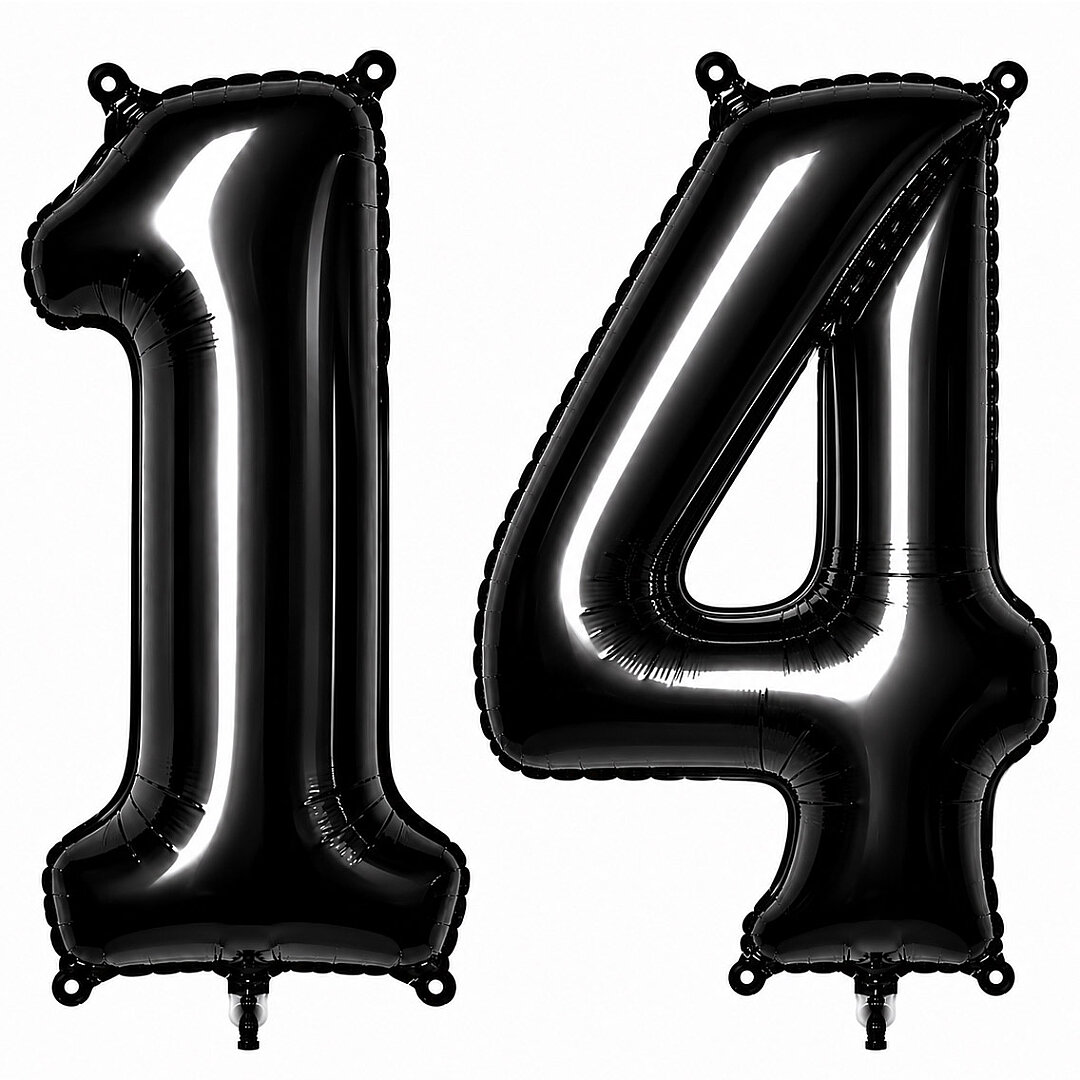 14 Rakam Folyo Balon Siyah Rengi (76 cm) - Beysüs