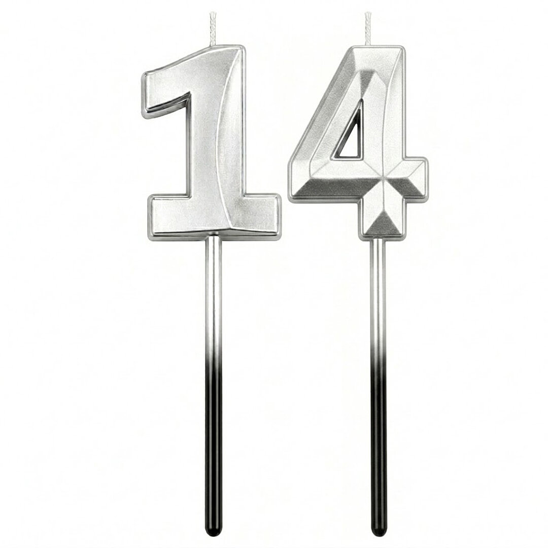 14 Rakam Mum Gümüş - 1
