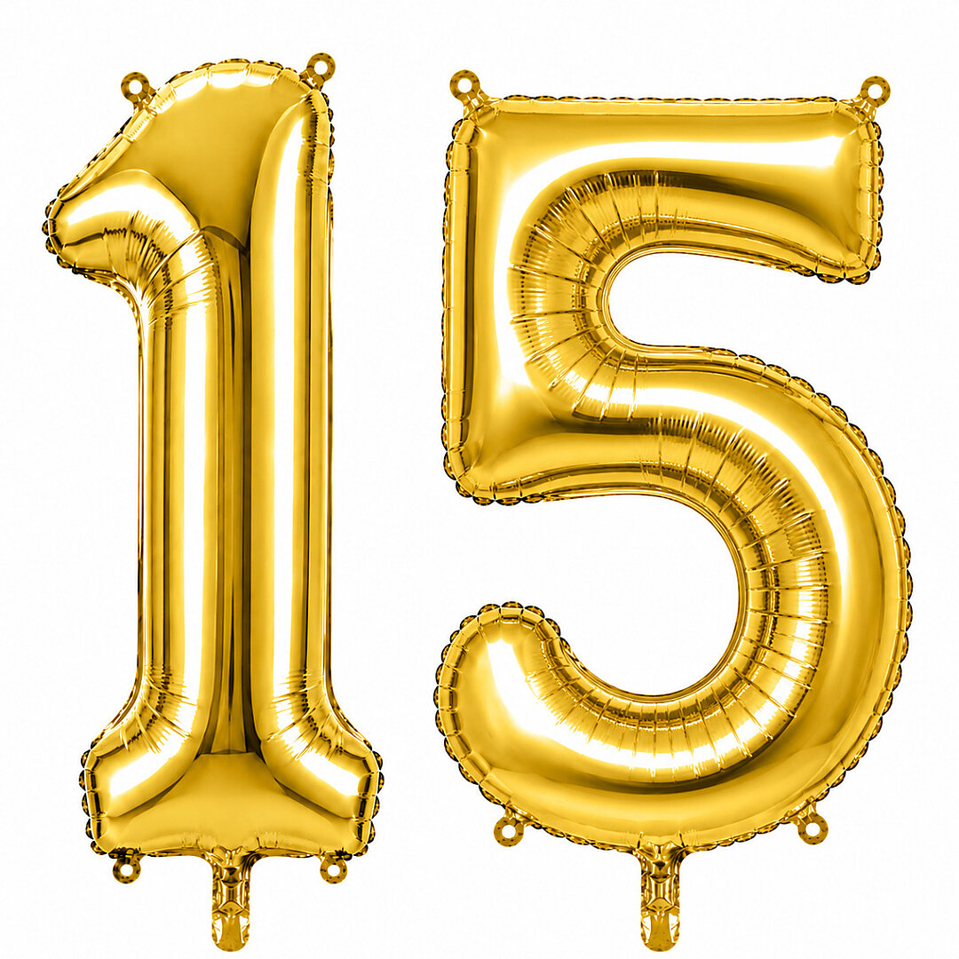 15 Rakam Folyo Balon Altın Rengi (76 cm) - 1