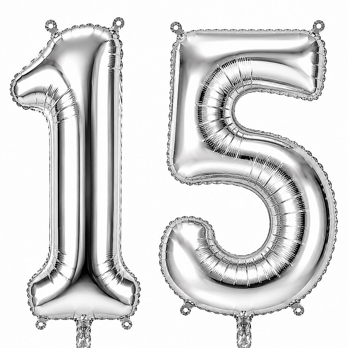 15 Rakam Folyo Balon Gümüş Rengi (36 cm) - 1