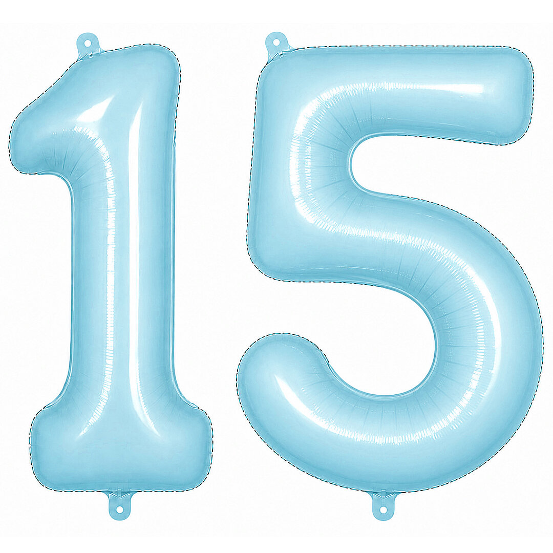 15 Rakam Folyo Balon Mavi Rengi (76 cm) - 1