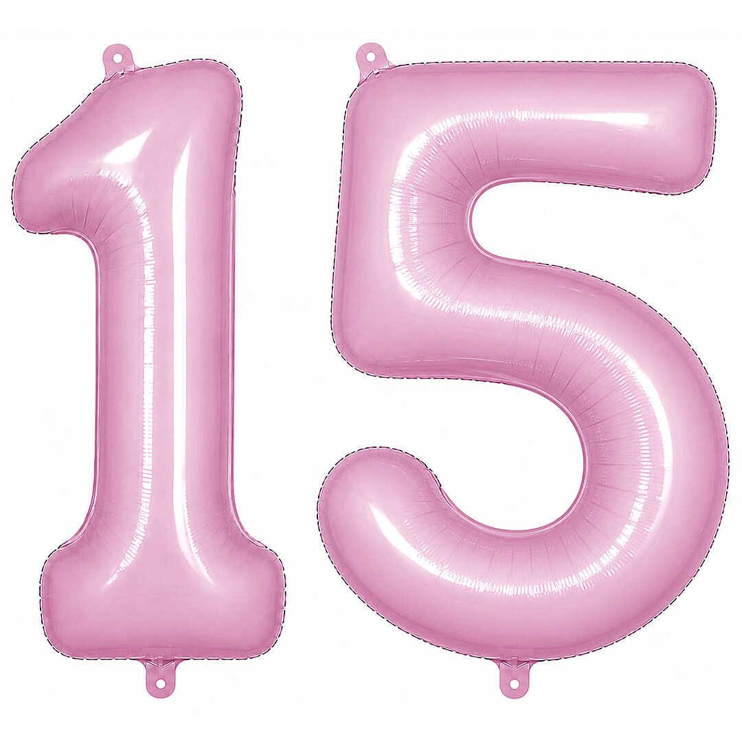 15 Rakam Folyo Balon pembe Rengi (76 cm) - 1