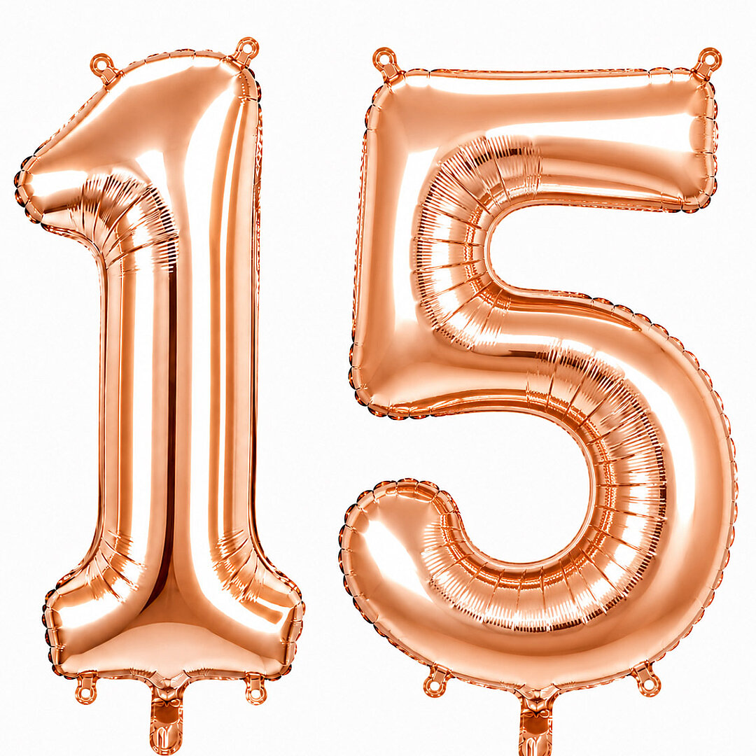 15 Rakam Folyo Balon Rose Gold Rengi (100 cm) - 1