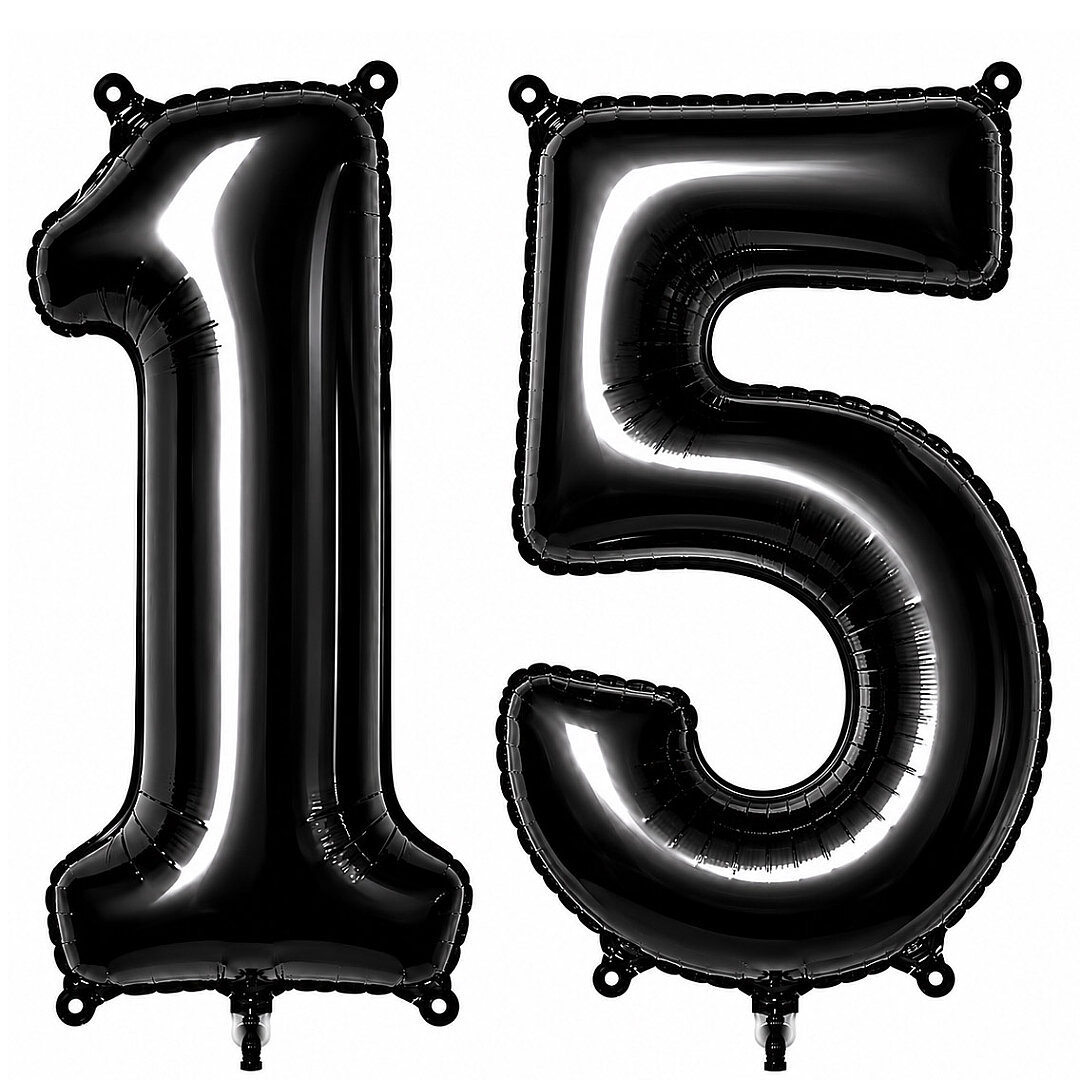 15 Rakam Folyo Balon Siyah Rengi (76 cm) - Beysüs