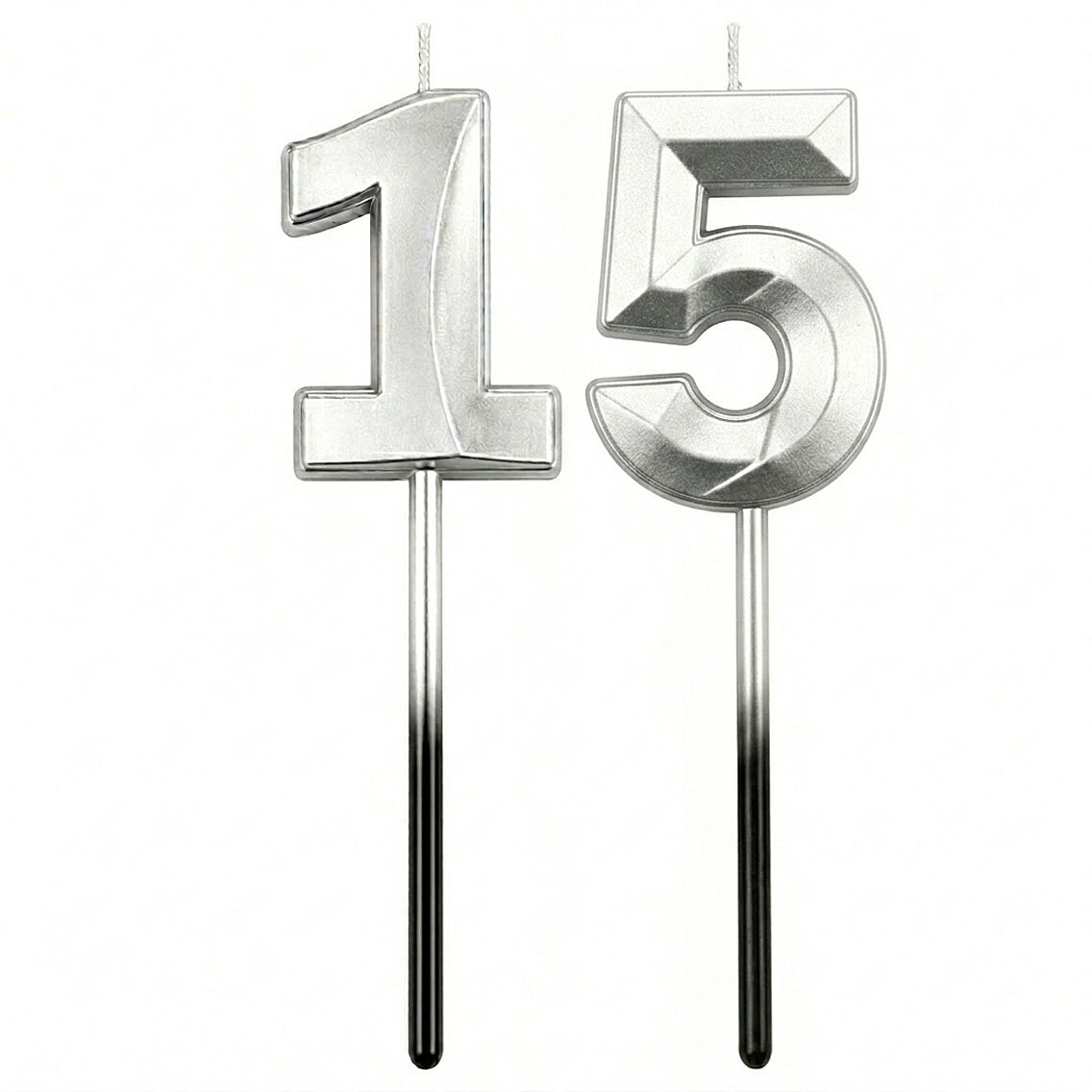 15 Rakam Mum Gümüş - 1