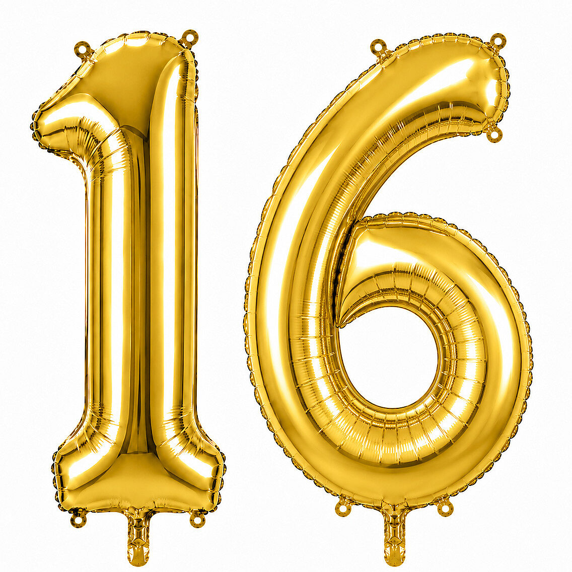 16 Rakam Folyo Balon Altın Rengi (36 cm) - 1