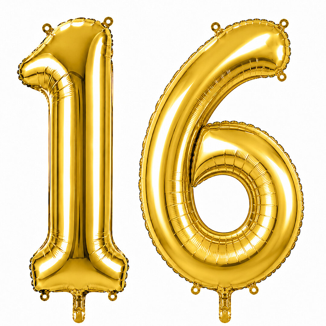 16 Rakam Folyo Balon Altın Rengi (76 cm) - 1