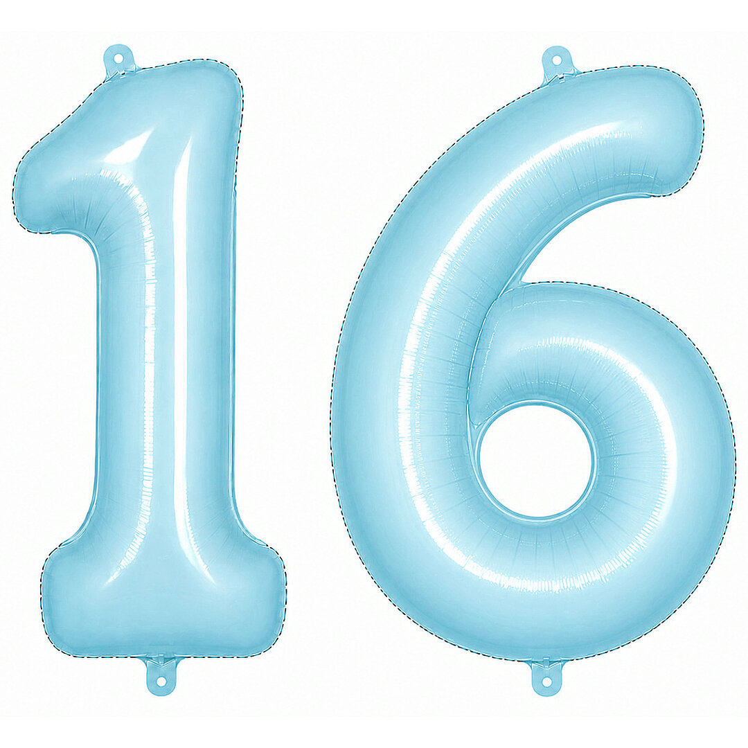 16 Rakam Folyo Balon Mavi Rengi (76 cm) - 1