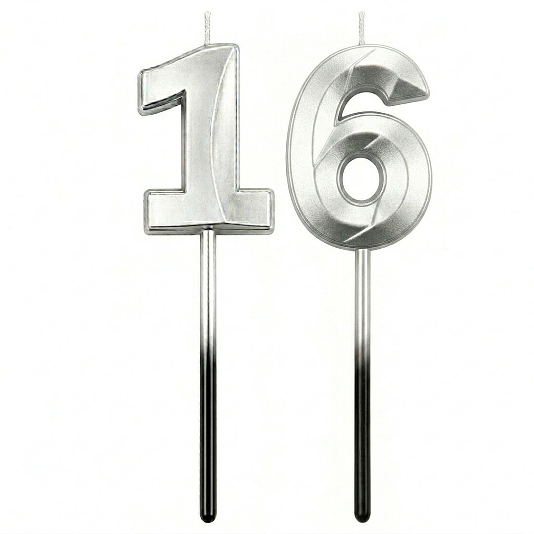 16 Rakam Mum Gümüş - 1