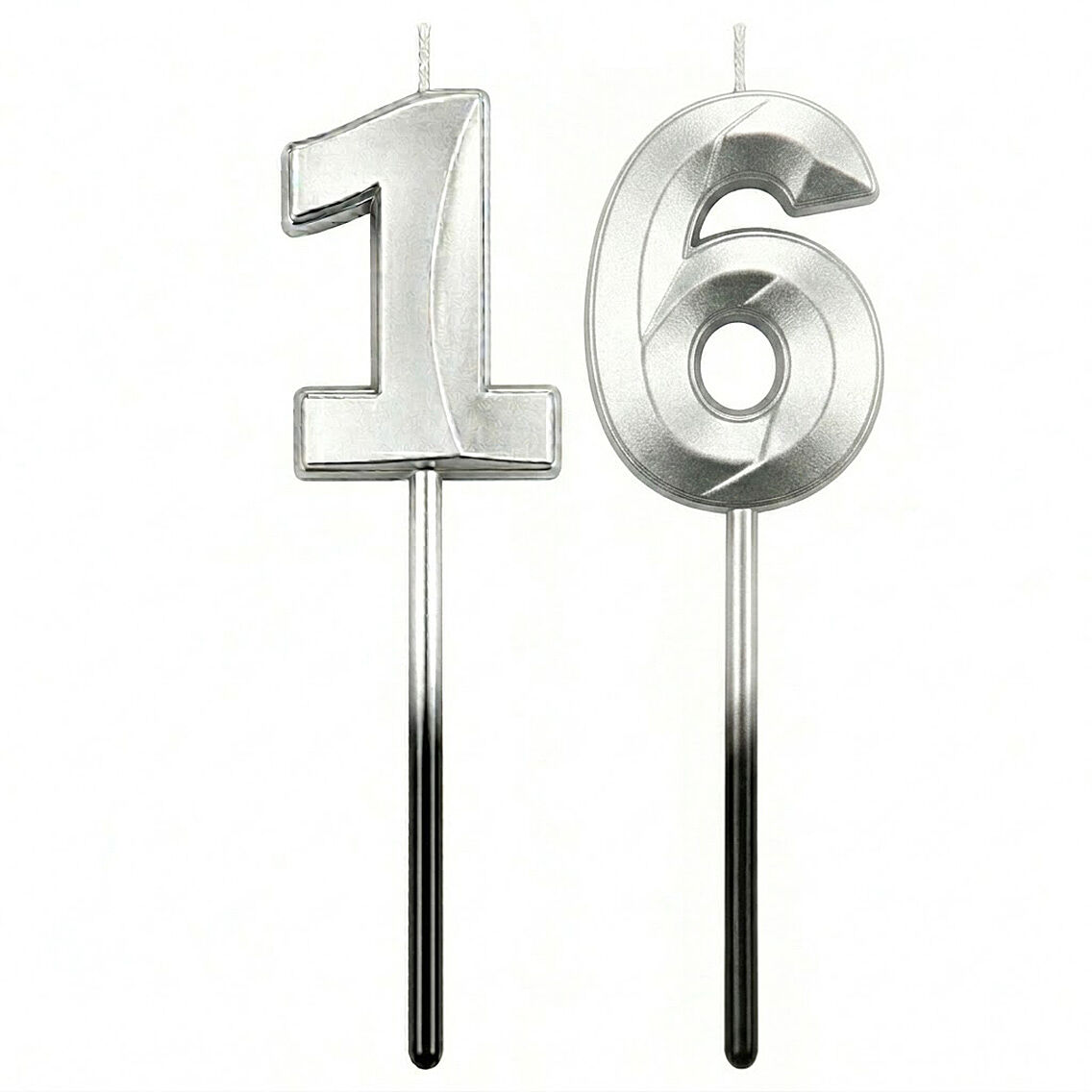 16 Rakam Mum Gümüş - 1