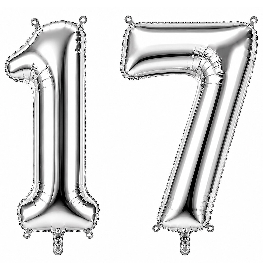 17 Rakam Folyo Balon Gümüş Rengi (36 cm) - Beysüs