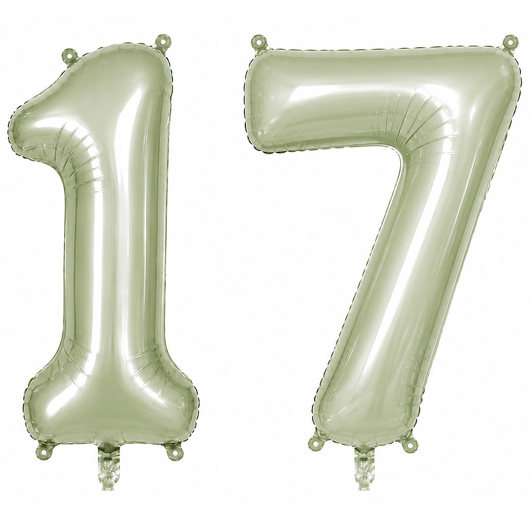 17 Rakam Folyo Balon Yeşil Rengi (76 cm) - 1