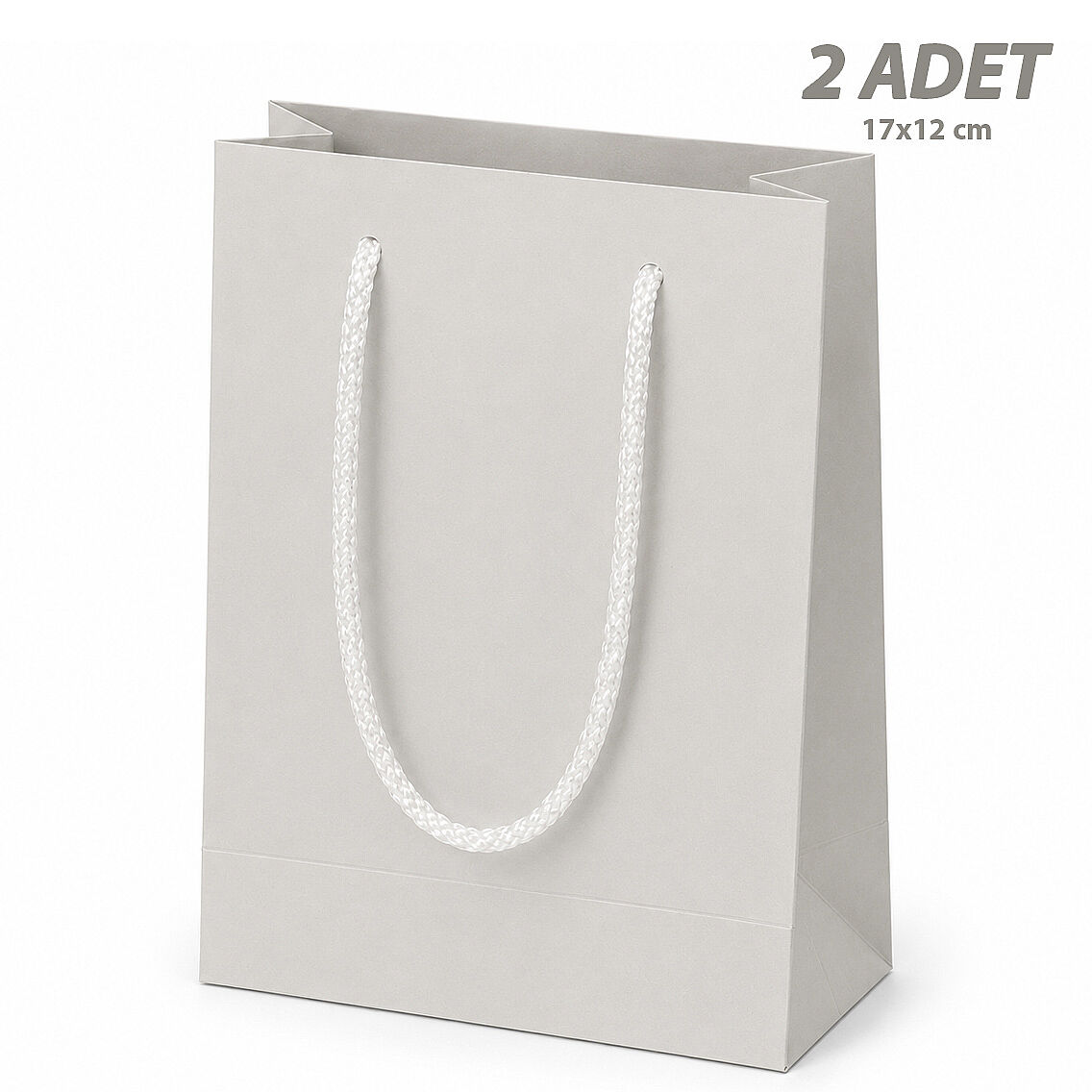 17x12 cm Parlak Kağıt Çanta Beyaz 2 Adet - 1