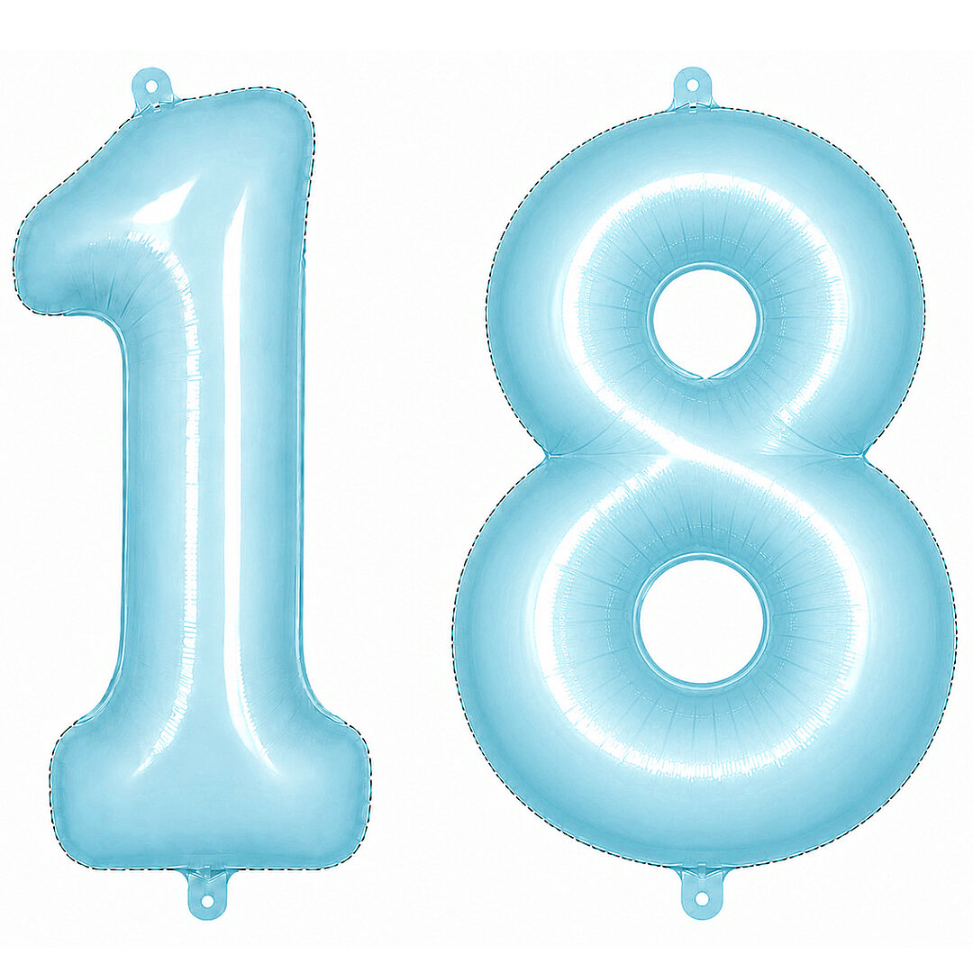 18 Rakam Folyo Balon Mavi Rengi (76 cm) - 1