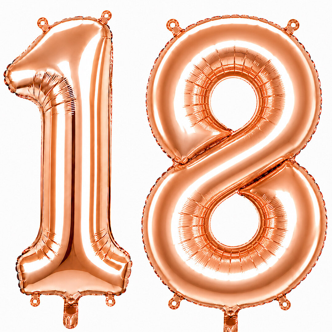 18 Rakam Folyo Balon Rose Gold Rengi (100 cm) - Beysüs
