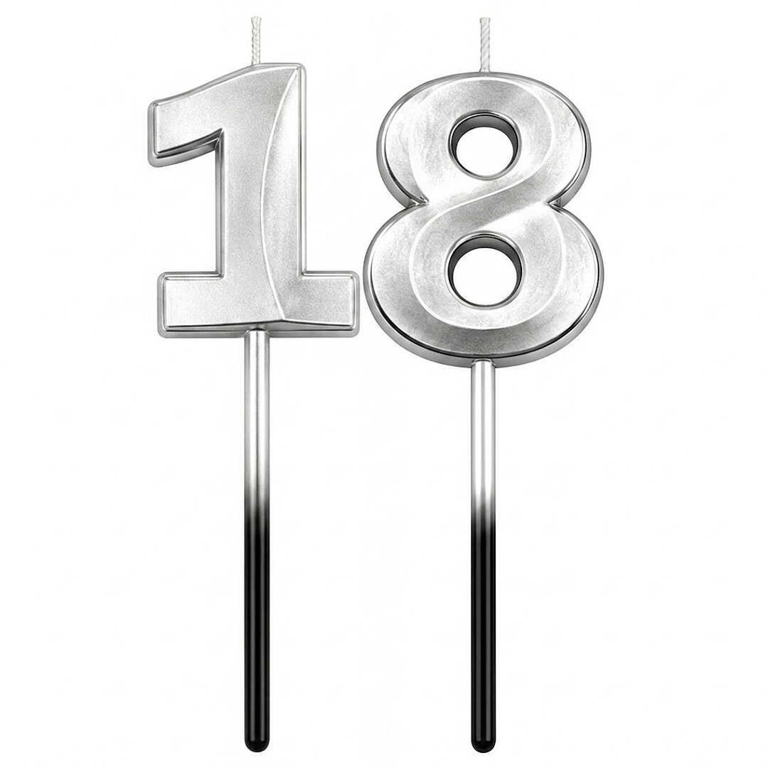18 Rakam Mum Gümüş - 1